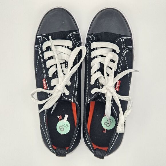 Levi's Anika C Casual Sneaker Canvas Lace Up Shoe Black Rubber Toe Women's 8.5 - Picture 4 of 8